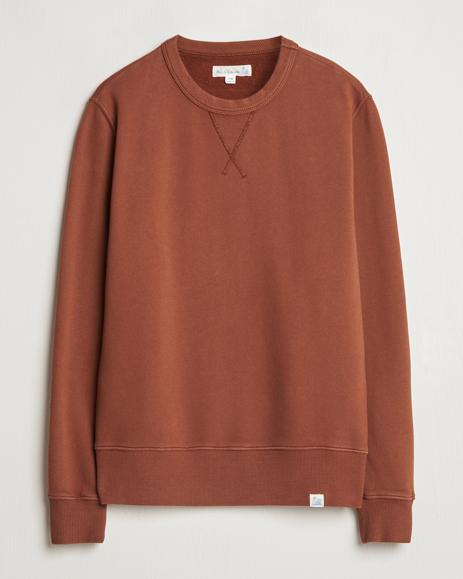Hombres | Jerséis y prendas de punto | Merz b. Schwanen | Vintage Fleece Crew Neck Sweatshirt Chestnut
