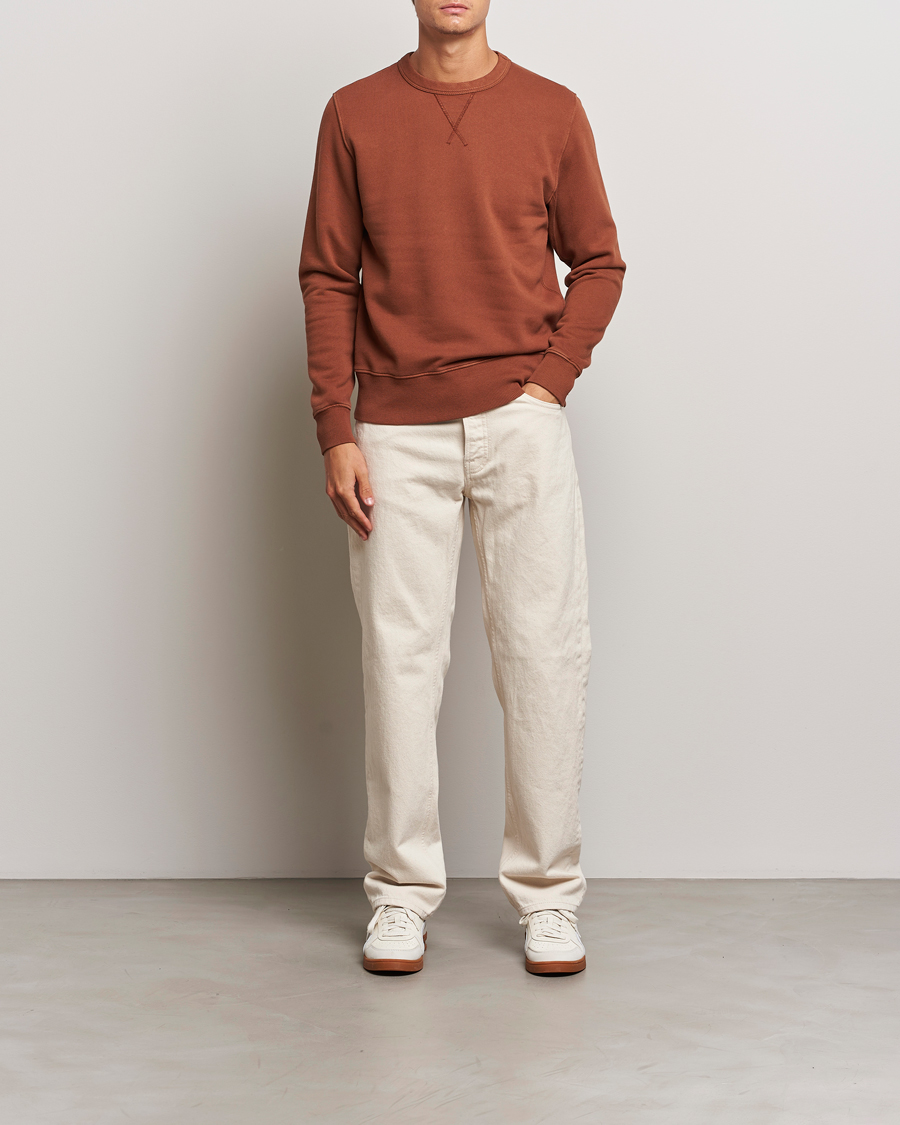 Hombres | Jerséis y prendas de punto | Merz b. Schwanen | Vintage Fleece Crew Neck Sweatshirt Chestnut