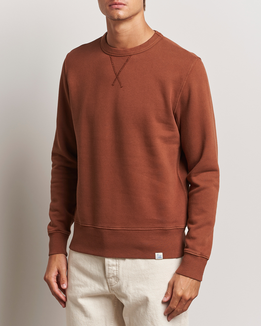 Hombres | Jerséis y prendas de punto | Merz b. Schwanen | Vintage Fleece Crew Neck Sweatshirt Chestnut