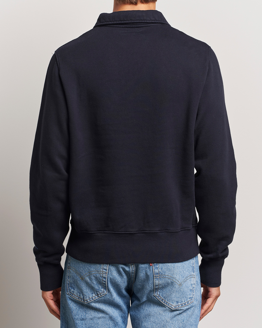 Hombres | Jerséis y prendas de punto | Merz b. Schwanen | Vintage Fleece Half Zip Sweatshirt Dark Navy
