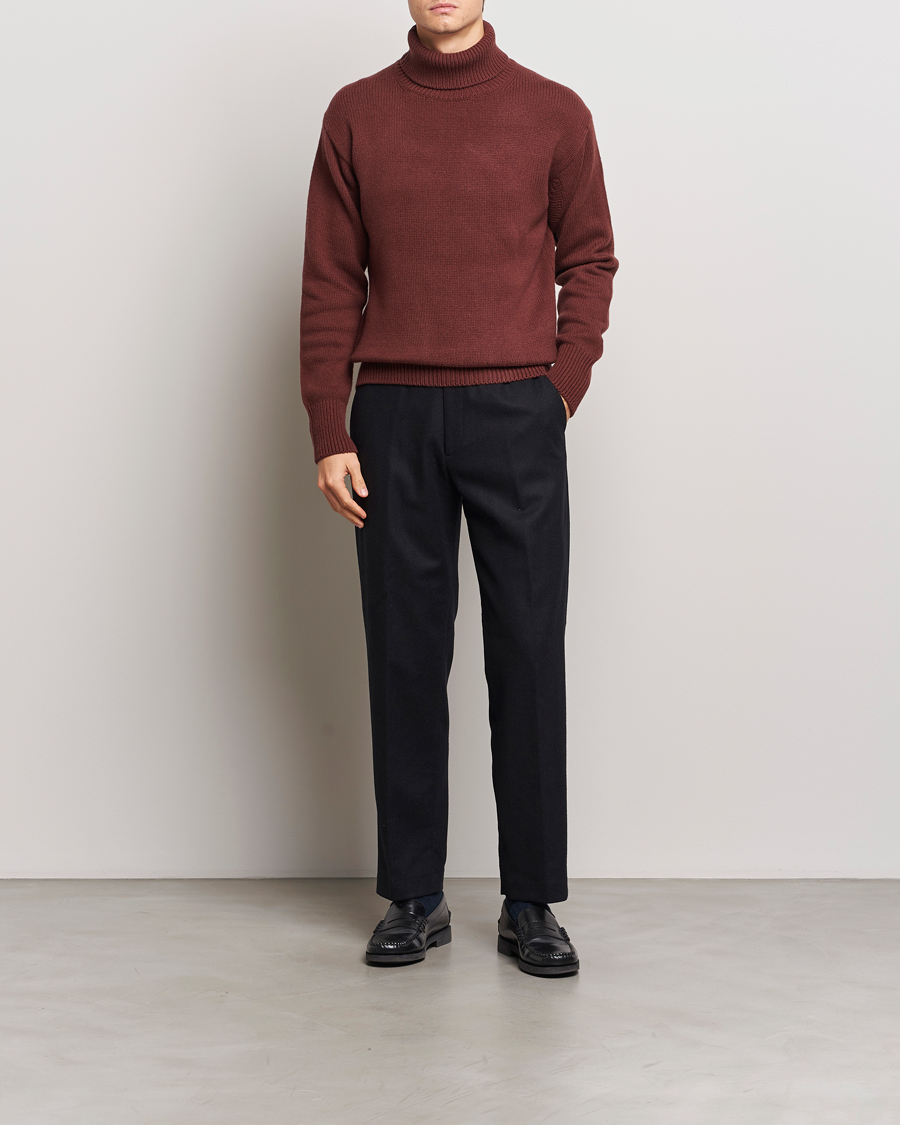 Hombres | Jerséis y prendas de punto | Merz b. Schwanen | Merino/Cashmere Rollneck Bark Brown