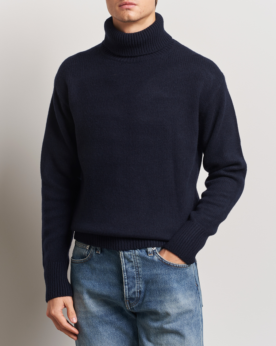 Hombres | Jerséis y prendas de punto | Merz b. Schwanen | Merino/Cashmere Rollneck Dark Navy