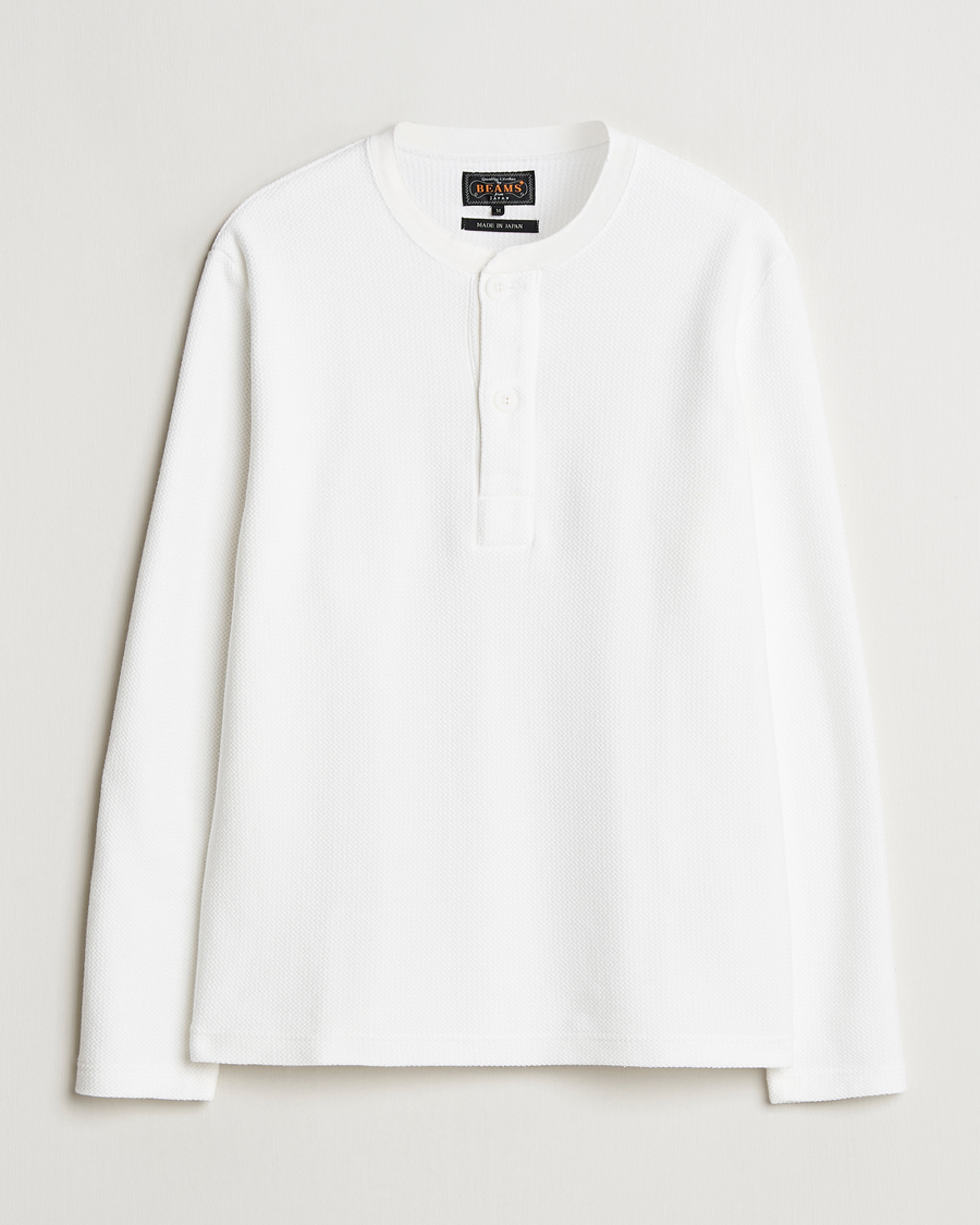 Hombres | Jerséis y prendas de punto | BEAMS PLUS | Waffle Cotton Henley White