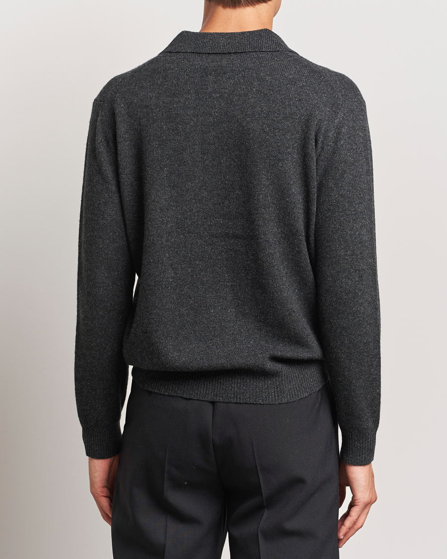 Hombres | Jerséis y prendas de punto | BEAMS PLUS | Long Sleeve Knitted Polo Charcoal