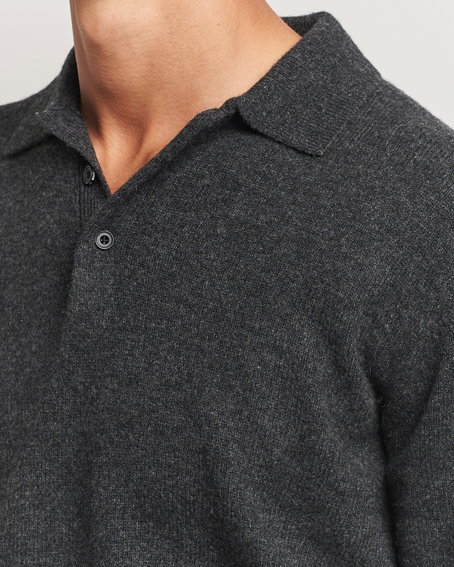 Hombres | Jerséis y prendas de punto | BEAMS PLUS | Long Sleeve Knitted Polo Charcoal