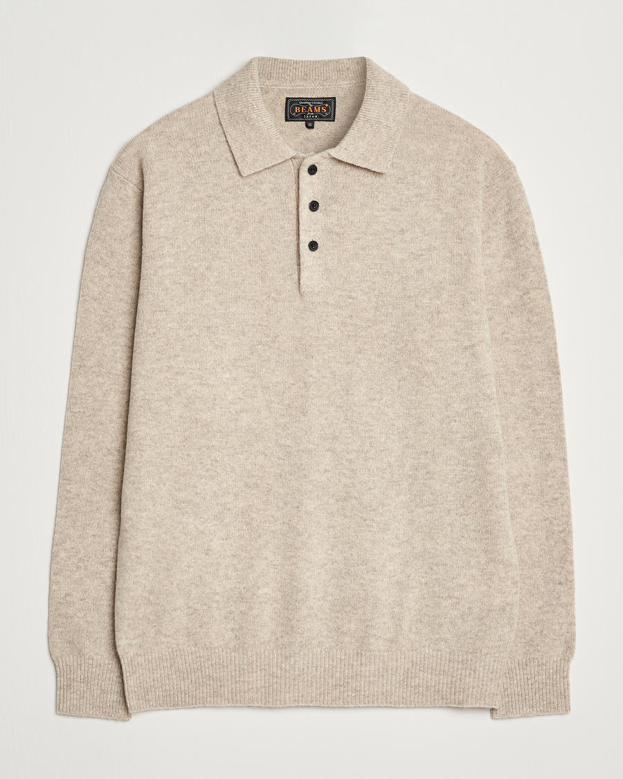 Hombres | Jerséis y prendas de punto | BEAMS PLUS | Knitted Wool Polo Beige