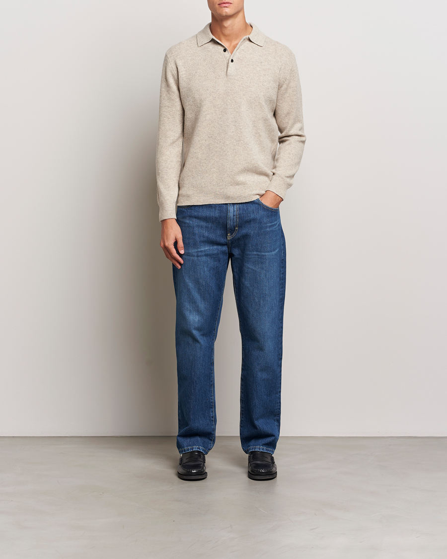 Hombres | Jerséis y prendas de punto | BEAMS PLUS | Knitted Wool Polo Beige