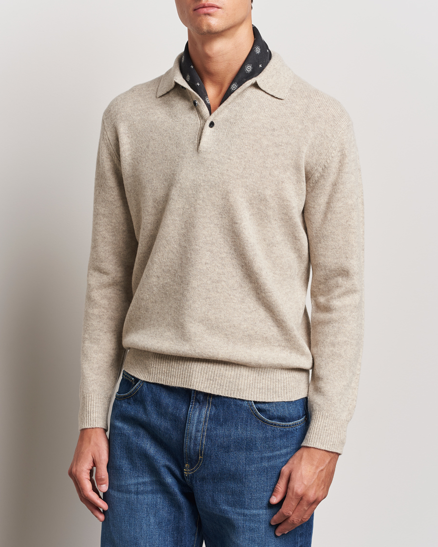 Hombres | Jerséis y prendas de punto | BEAMS PLUS | Knitted Wool Polo Beige