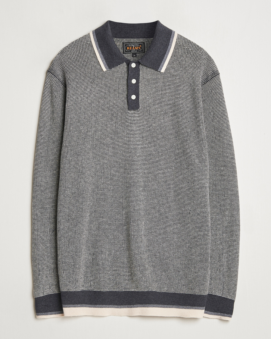Hombres | Jerséis y prendas de punto | BEAMS PLUS | Collar Line Knitted Polo Charcoal