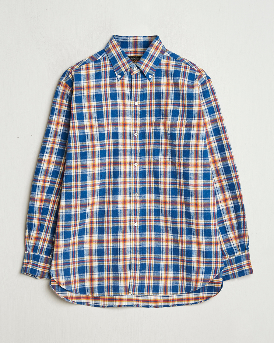 Hombres | Camisas | BEAMS PLUS | Brushed Flannel Button Down Shirt Blue