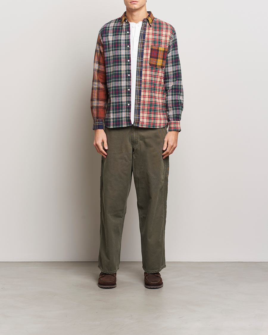 Hombres | Camisas | BEAMS PLUS | Patchwork Flannel Button Down Shirt Mustard Multi