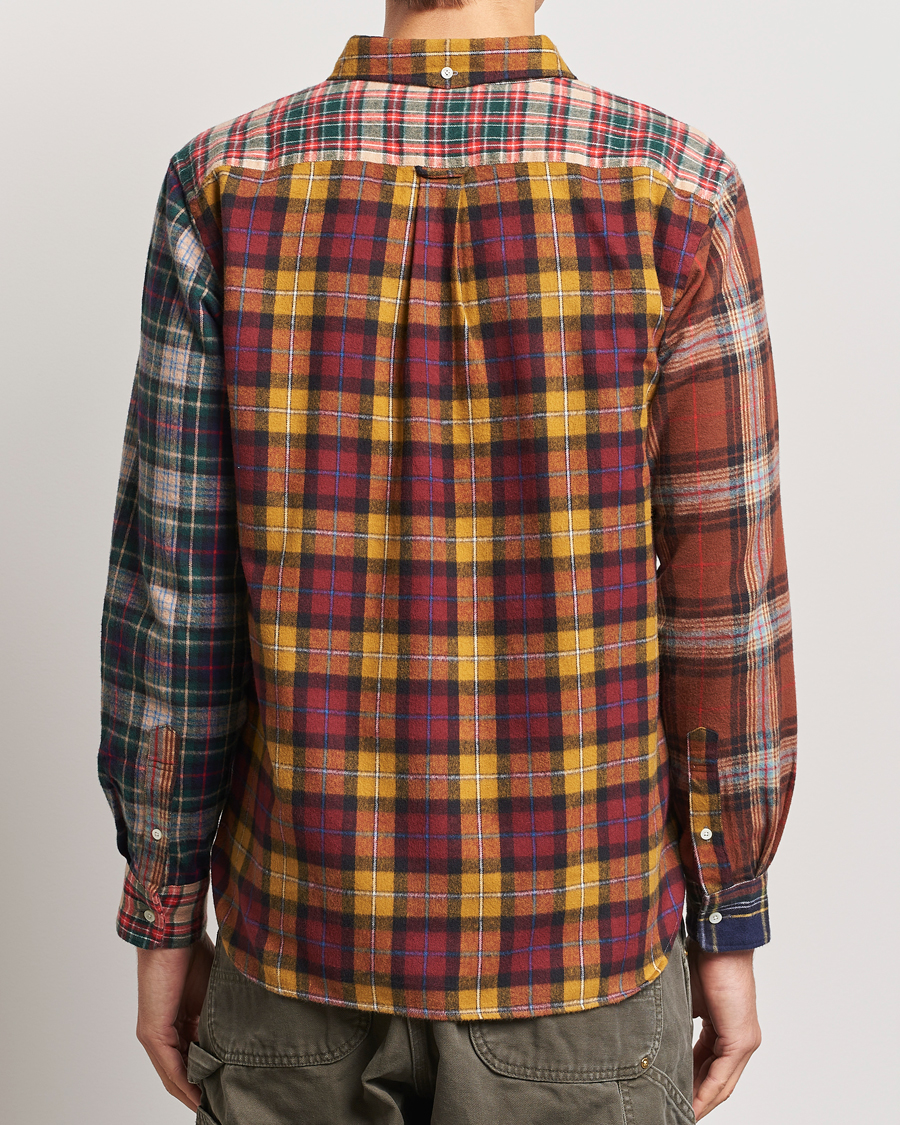 Hombres | Camisas | BEAMS PLUS | Patchwork Flannel Button Down Shirt Mustard Multi