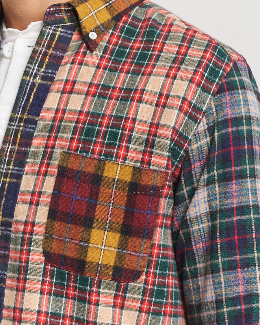 Hombres | Camisas | BEAMS PLUS | Patchwork Flannel Button Down Shirt Mustard Multi