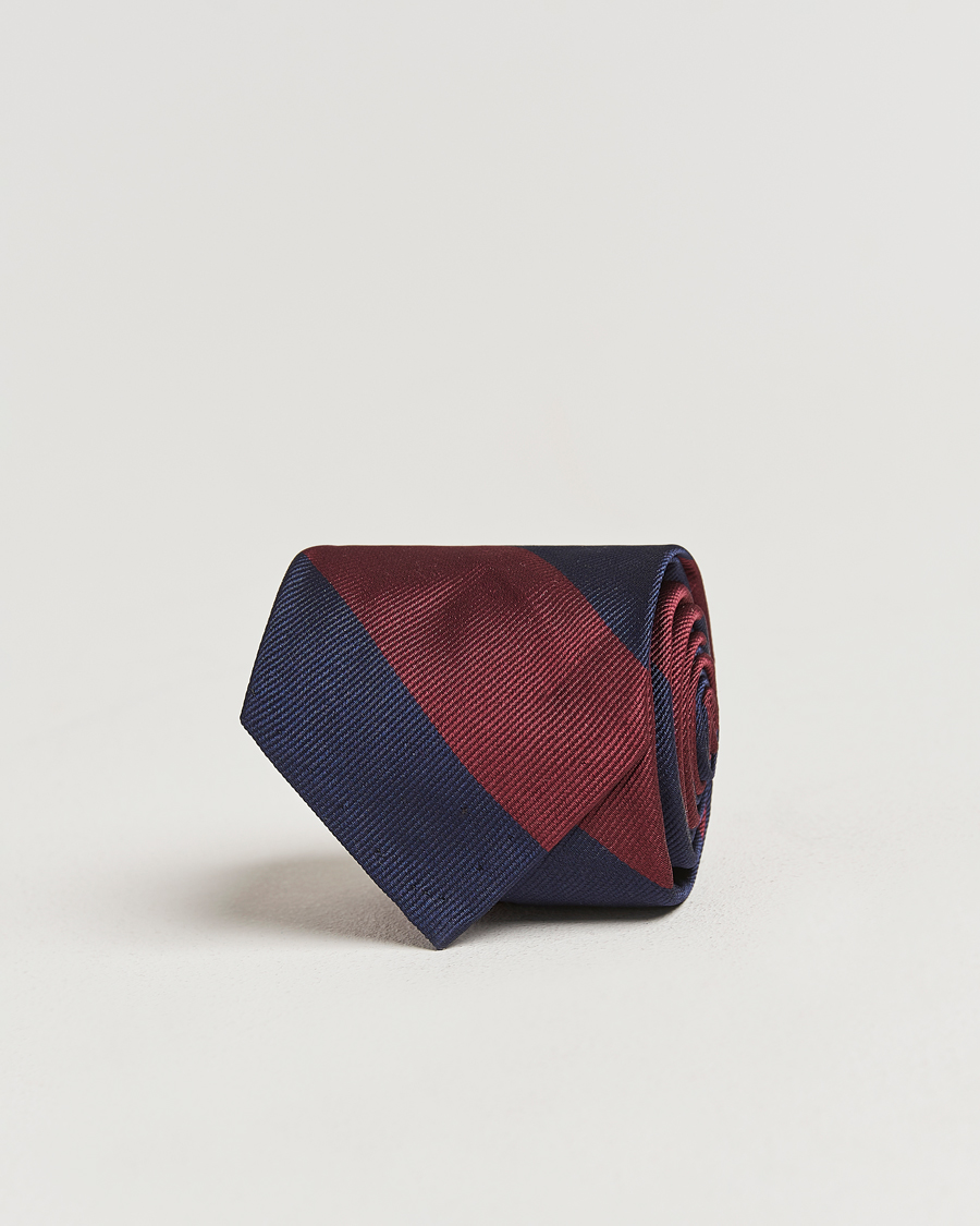 Hombres | BEAMS PLUS Regimental Stripe Ivy Tie Navy/Burgundy | BEAMS PLUS | Regimental Stripe Ivy Tie Navy/Burgundy