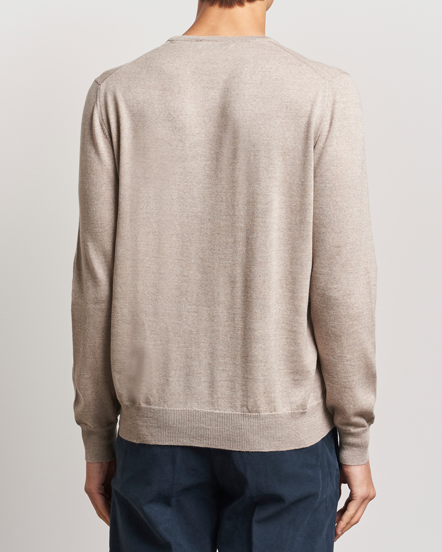 Hombres | Jerséis y prendas de punto | Gran Sasso | Merino Fashion Fit Crew Neck Pullover Light Beige