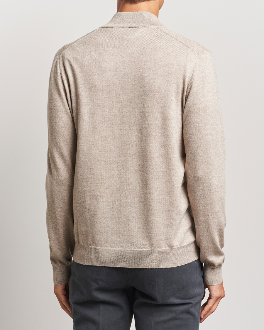Hombres | Jerséis y prendas de punto | Gran Sasso | Merino Fashion Fit Half Zip Light Beige