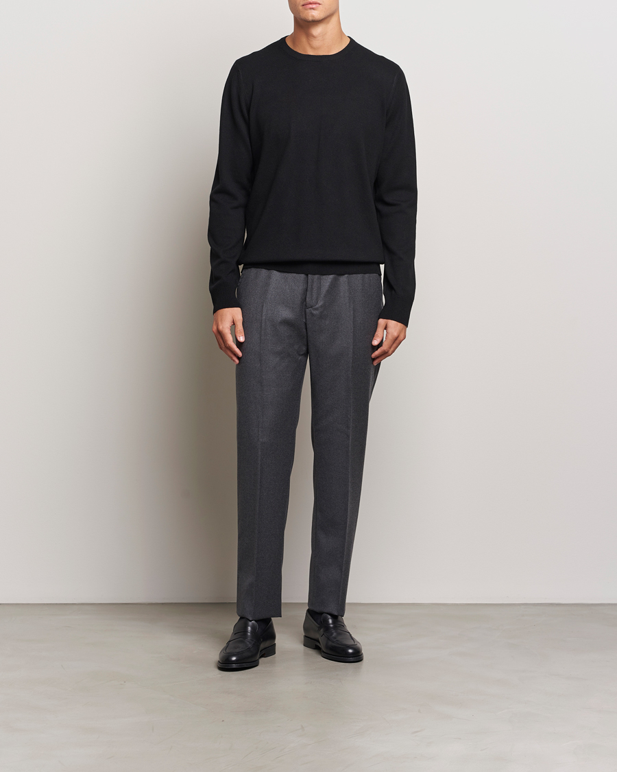 Hombres | Jerséis y prendas de punto | Gran Sasso | Wool/Cashmere Crew Neck Black