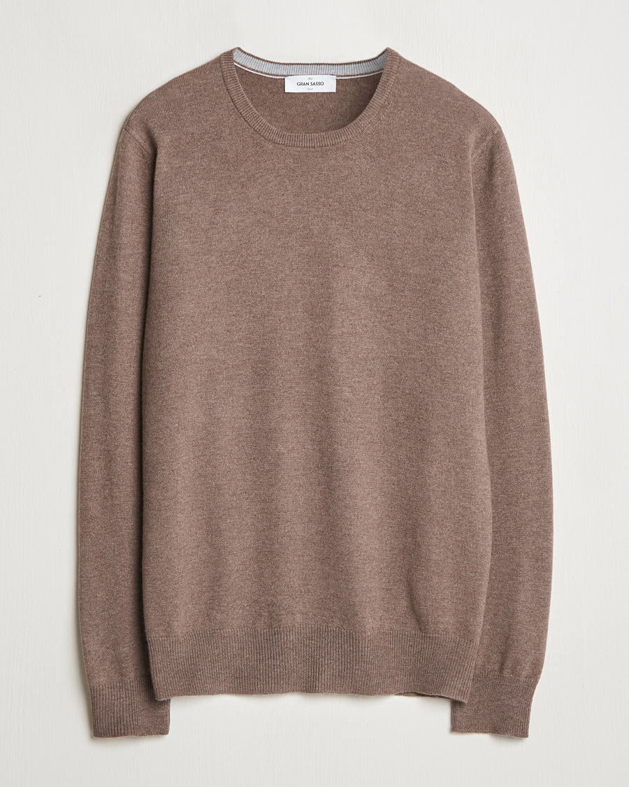 Hombres | Jerséis y prendas de punto | Gran Sasso | Wool/Cashmere Crew Neck Light Brown