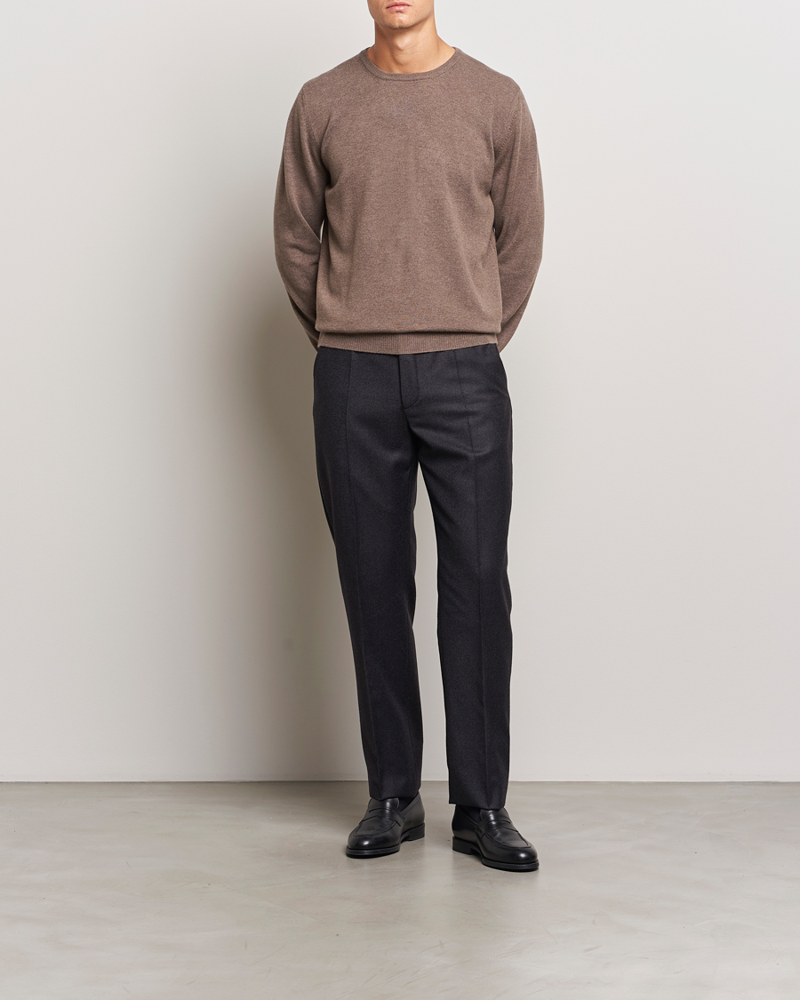 Hombres | Jerséis y prendas de punto | Gran Sasso | Wool/Cashmere Crew Neck Light Brown