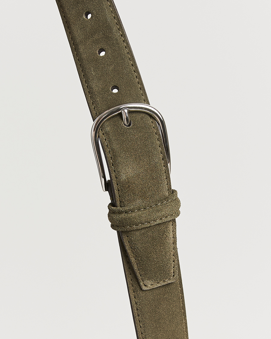 Hombres | Cinturones | Anderson's | Suede 3,5 cm Belt Green