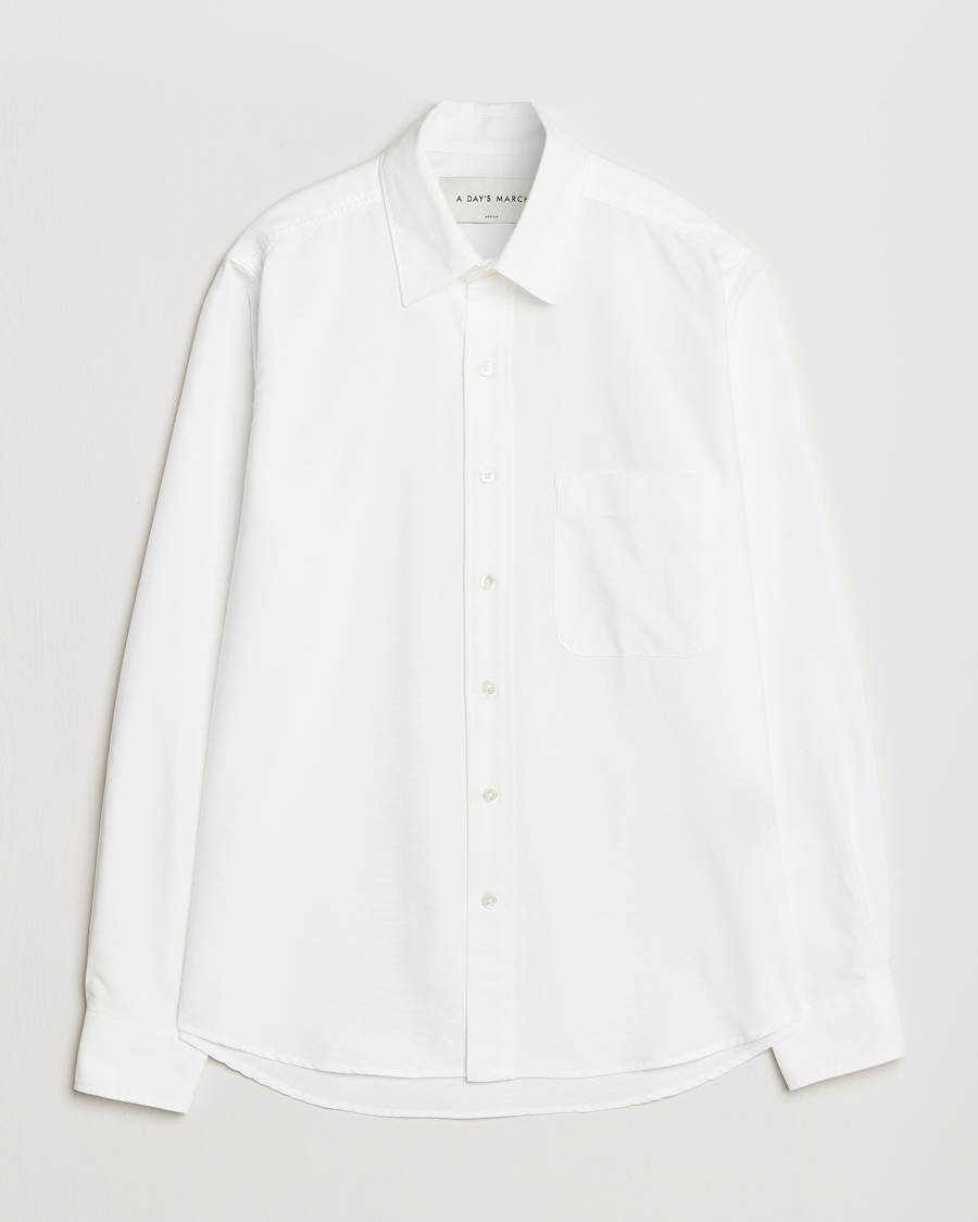 Hombres | Camisas | A Day's March | Mason Dyed Oxford Shirt White