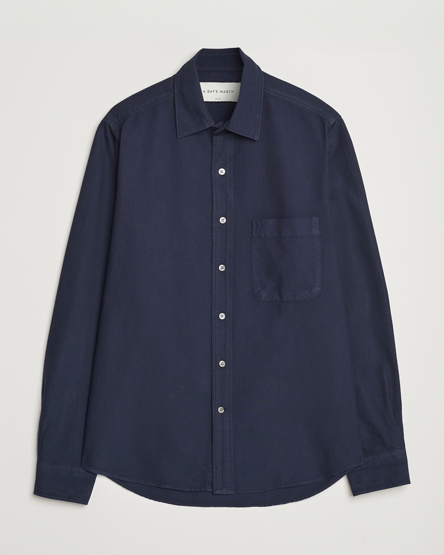 Hombres | Camisas | A Day's March | Mason Dyed Oxford Shirt Navy