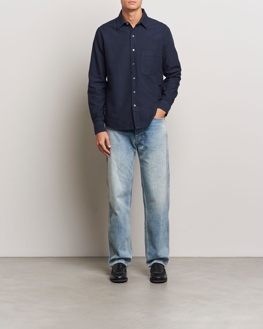 Hombres | Camisas | A Day's March | Mason Dyed Oxford Shirt Navy