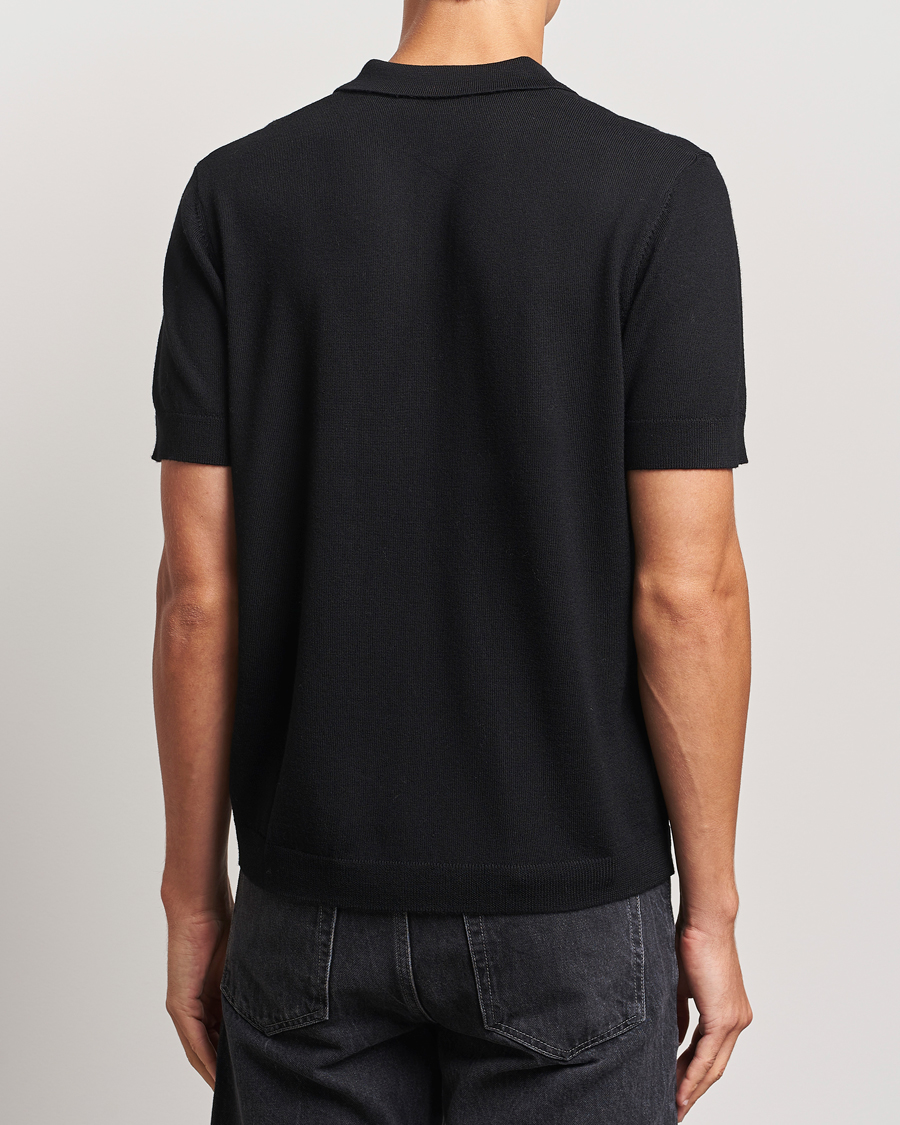 Hombres | Polos | A Day's March | Rosehall Short Sleeve Merino Polo Black