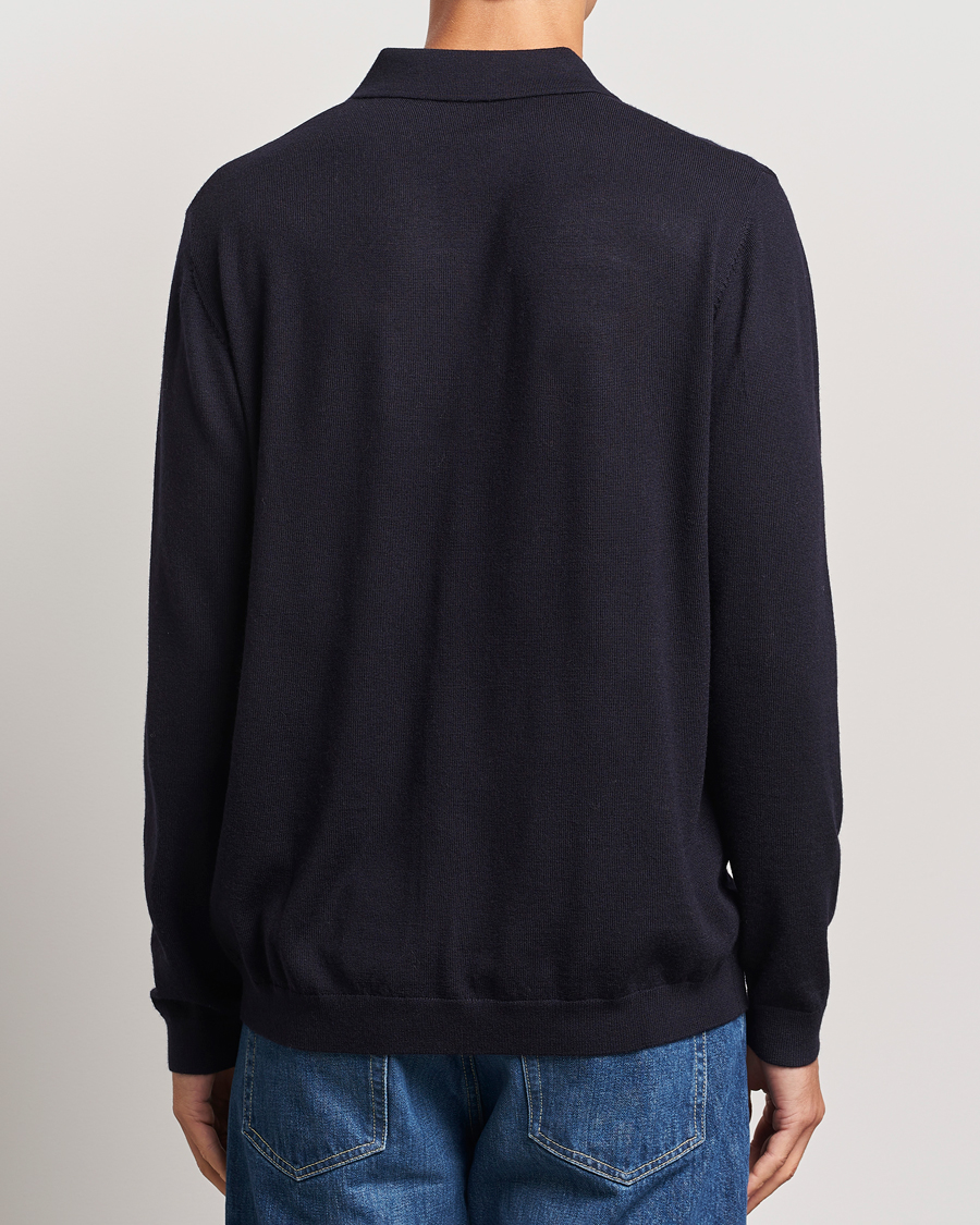 Hombres | Jerséis y prendas de punto | A Day's March | Thompson Merino Half-Zip Polo Navy