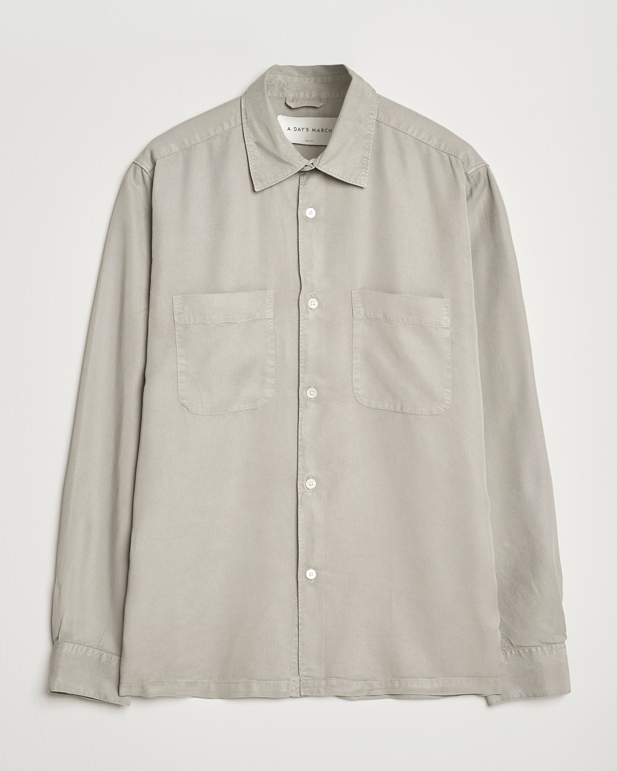 Hombres | Camisas | A Day's March | Balain Lyocell Shirt Rock Grey