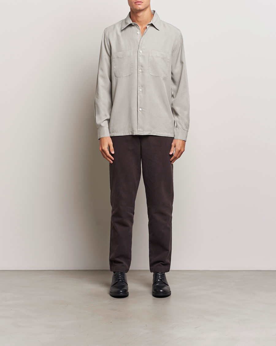 Hombres | Camisas | A Day's March | Balain Lyocell Shirt Rock Grey