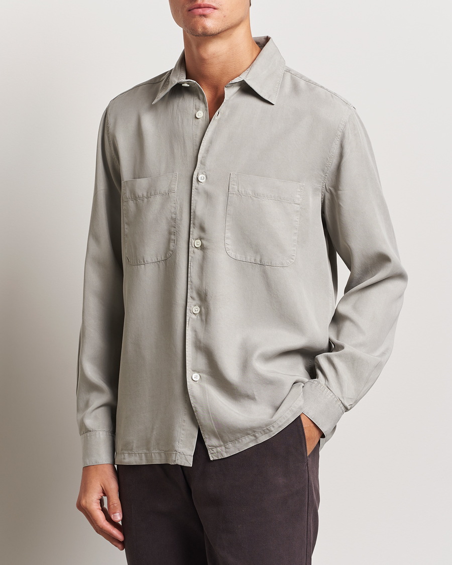 Hombres | Camisas | A Day's March | Balain Lyocell Shirt Rock Grey