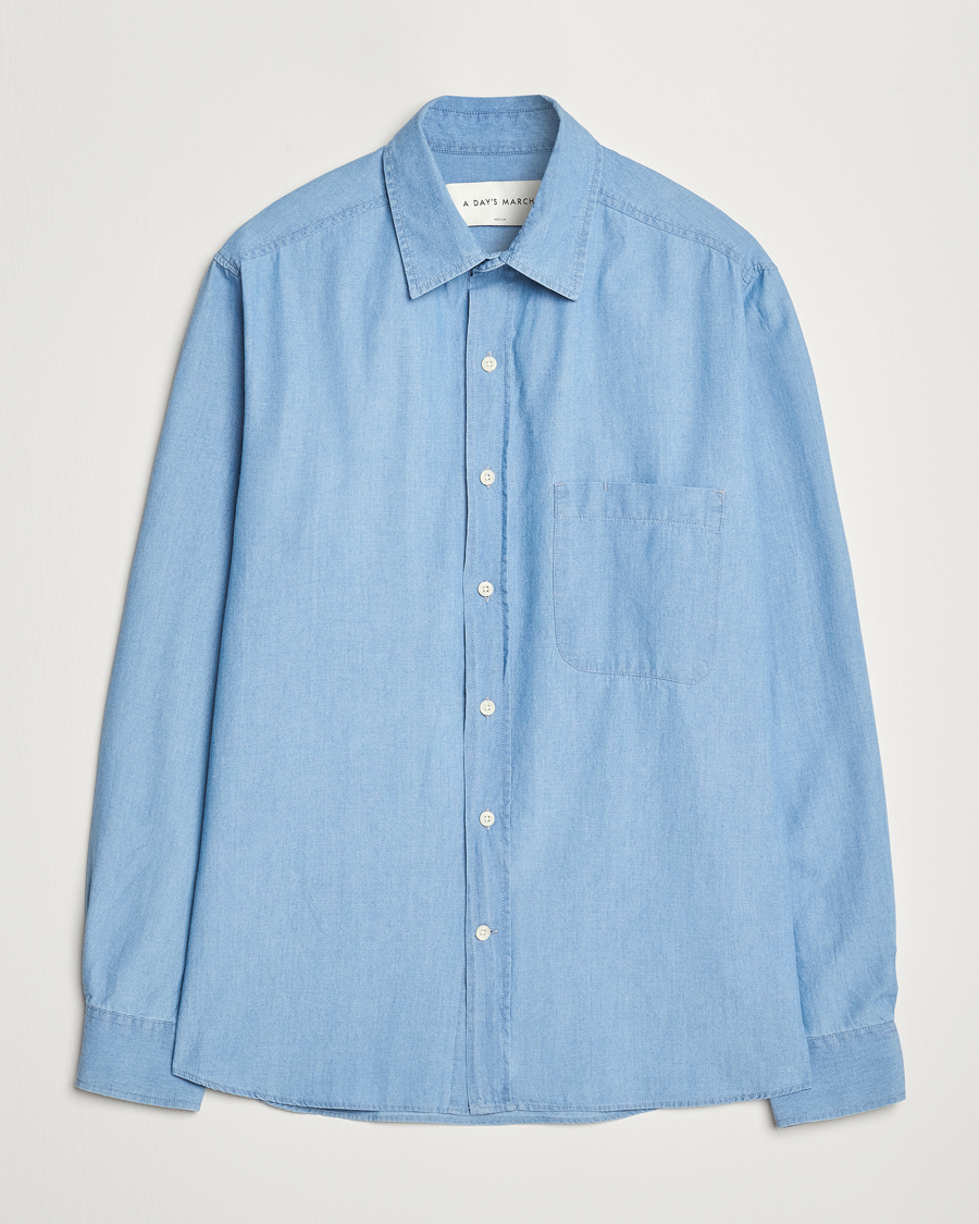 Hombres | Camisas | A Day's March | Will Chambray Shirt Light Blue