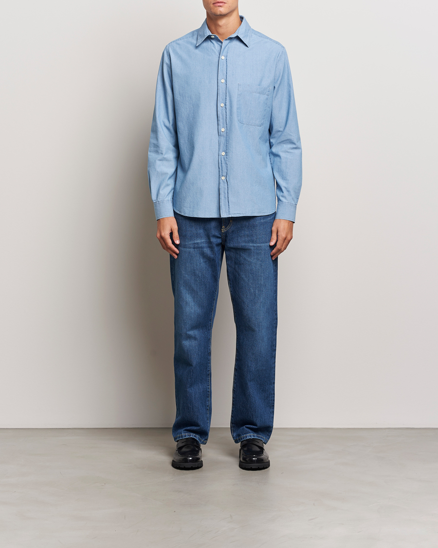 Hombres | Camisas | A Day's March | Will Chambray Shirt Light Blue