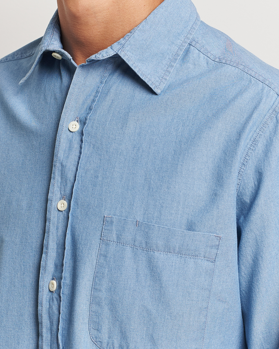 Hombres | Camisas | A Day's March | Will Chambray Shirt Light Blue
