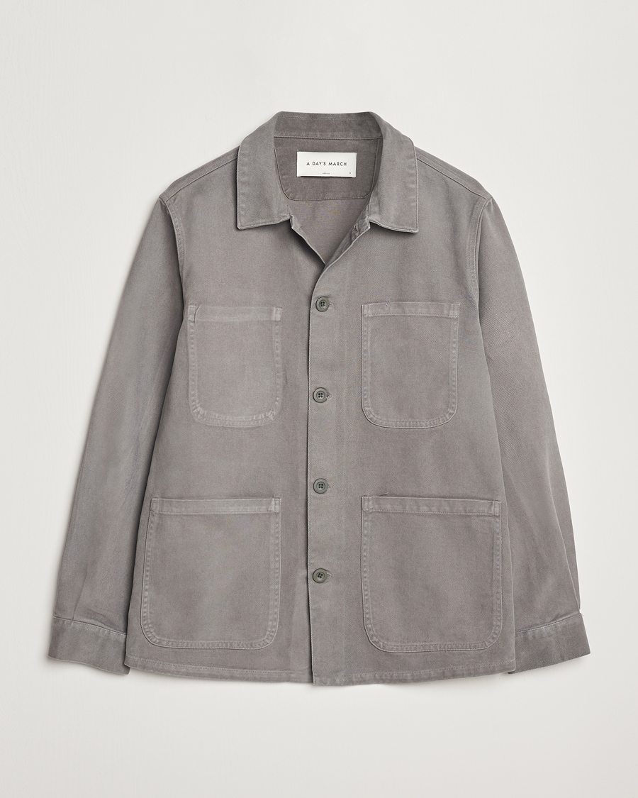 Hombres | Camisas | A Day's March | Algot Cotton Lyocell Overshirt Grey