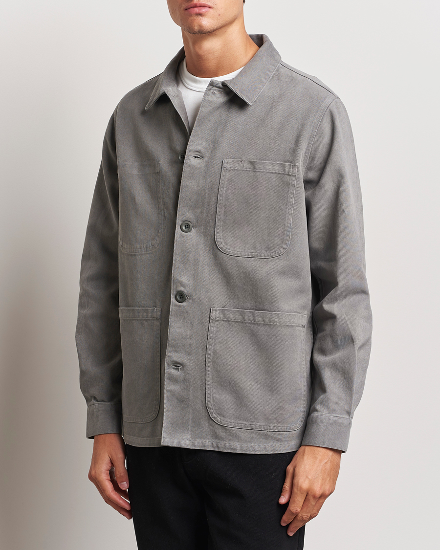 Hombres | Camisas | A Day's March | Algot Cotton Lyocell Overshirt Grey