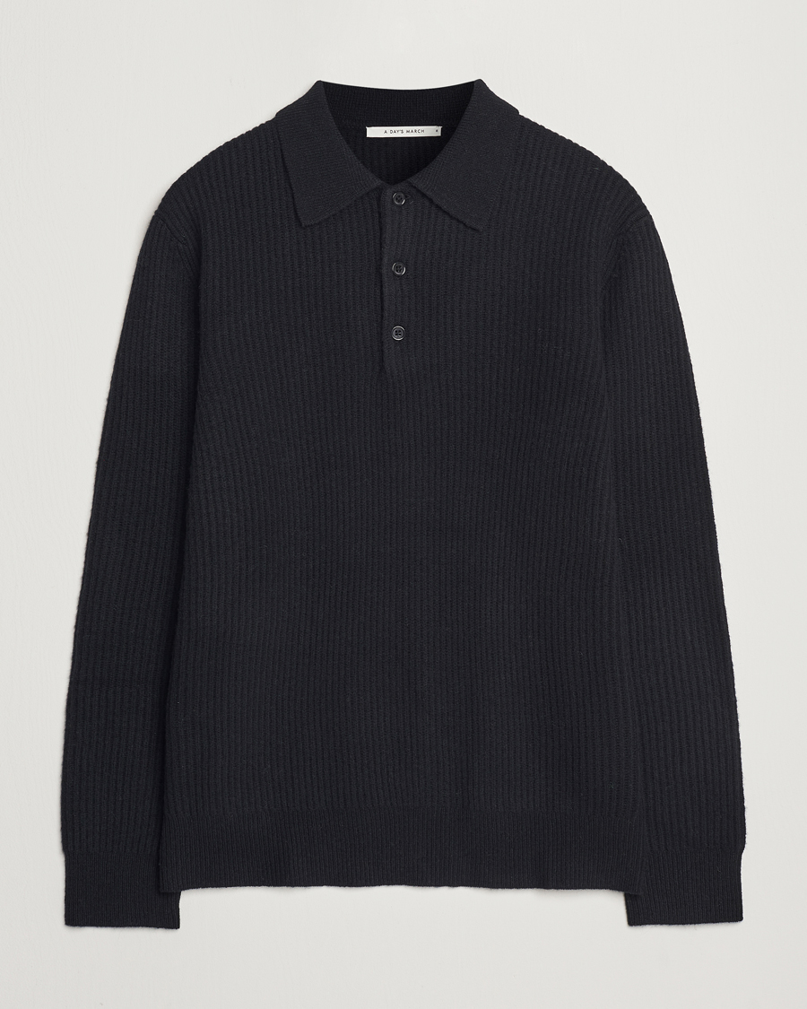 Hombres | Jerséis y prendas de punto | A Day's March | Dover Lambswool Polo Black