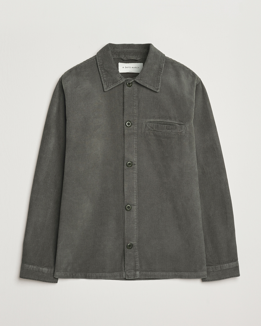 Hombres | Camisas | A Day's March | Telford Corduroy Overshirt Olive