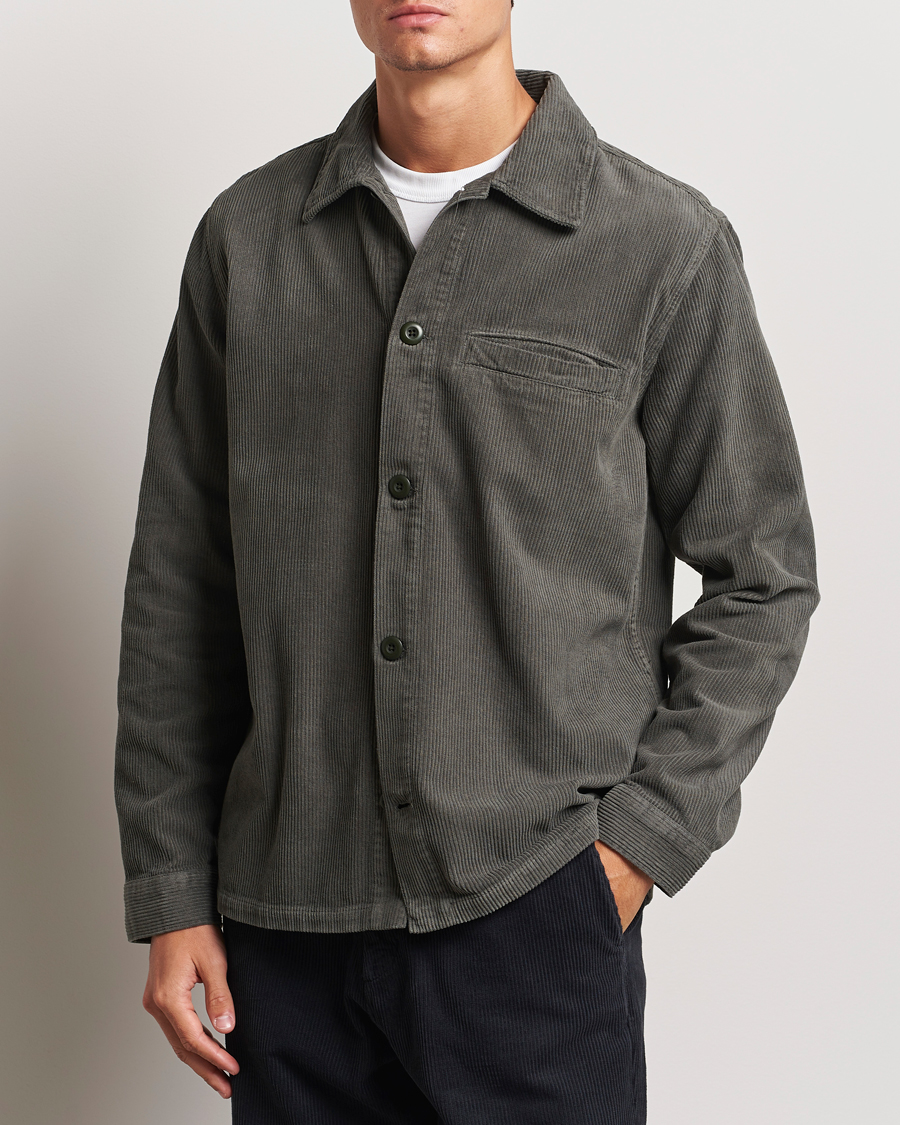 Hombres | Camisas | A Day's March | Telford Corduroy Overshirt Olive