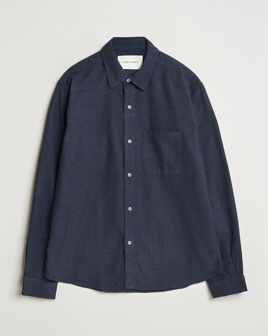 Hombres | Camisas | A Day's March | Newark Flannel Shirt Navy