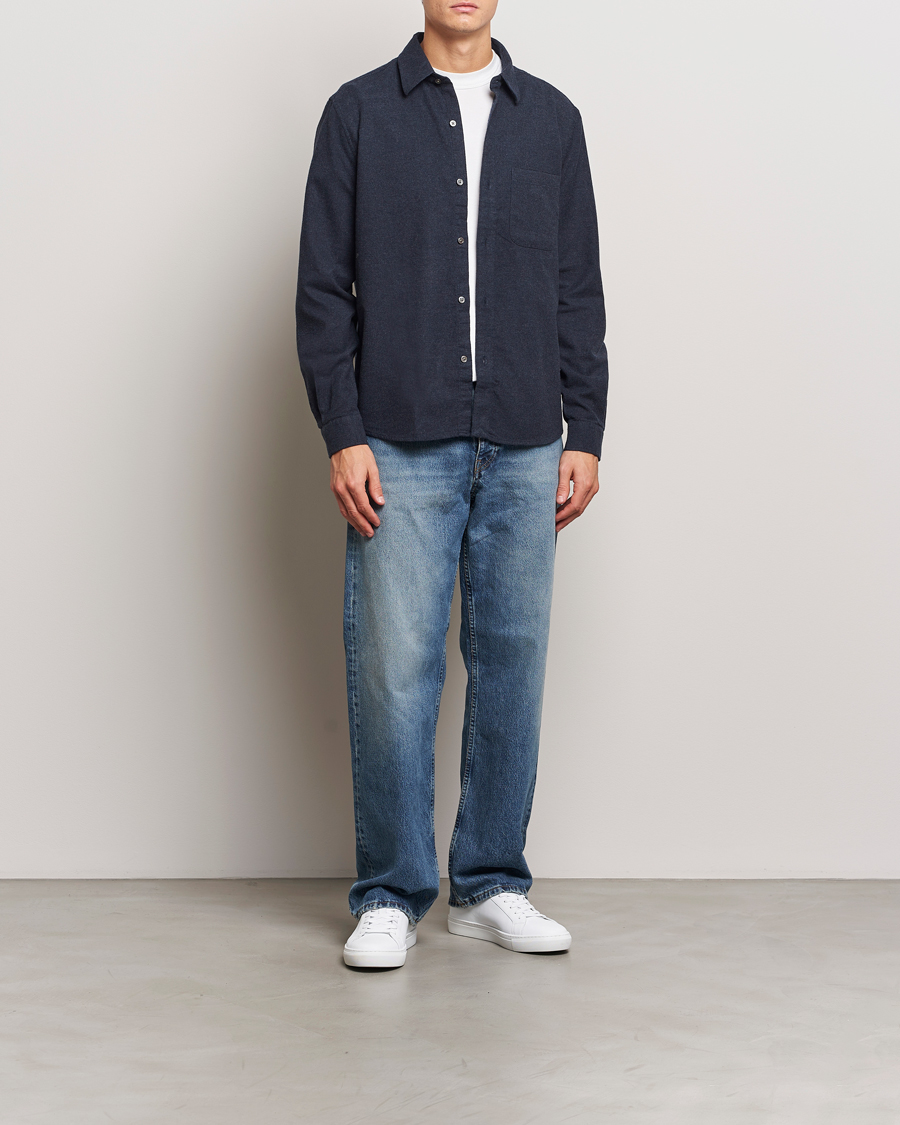 Hombres | Camisas | A Day's March | Newark Flannel Shirt Navy