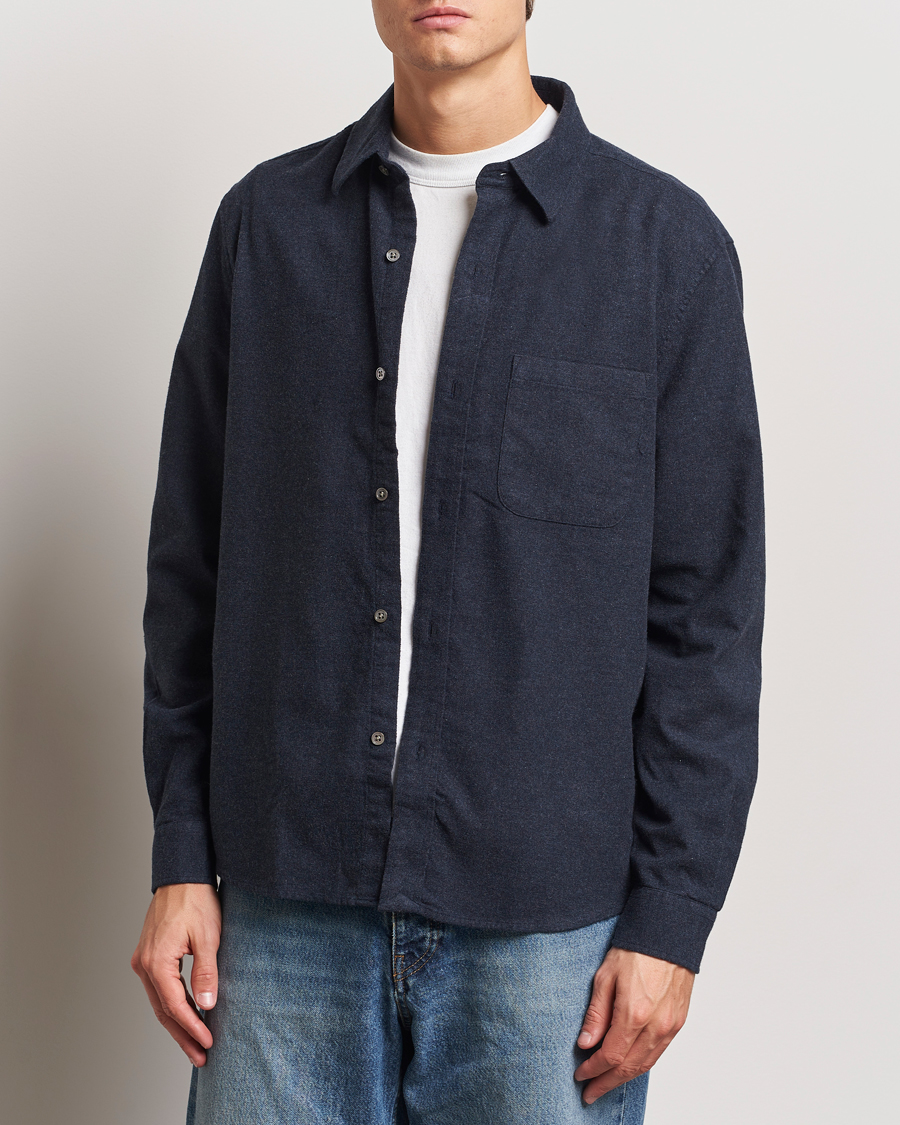 Hombres | Camisas | A Day's March | Newark Flannel Shirt Navy