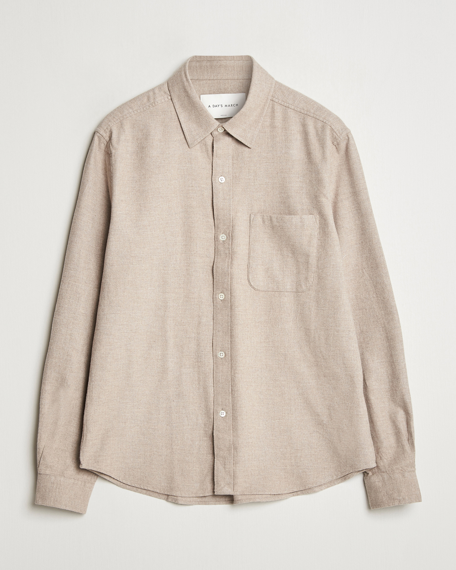 Hombres | Camisas | A Day's March | Newark Flannel Shirt Sand Melange