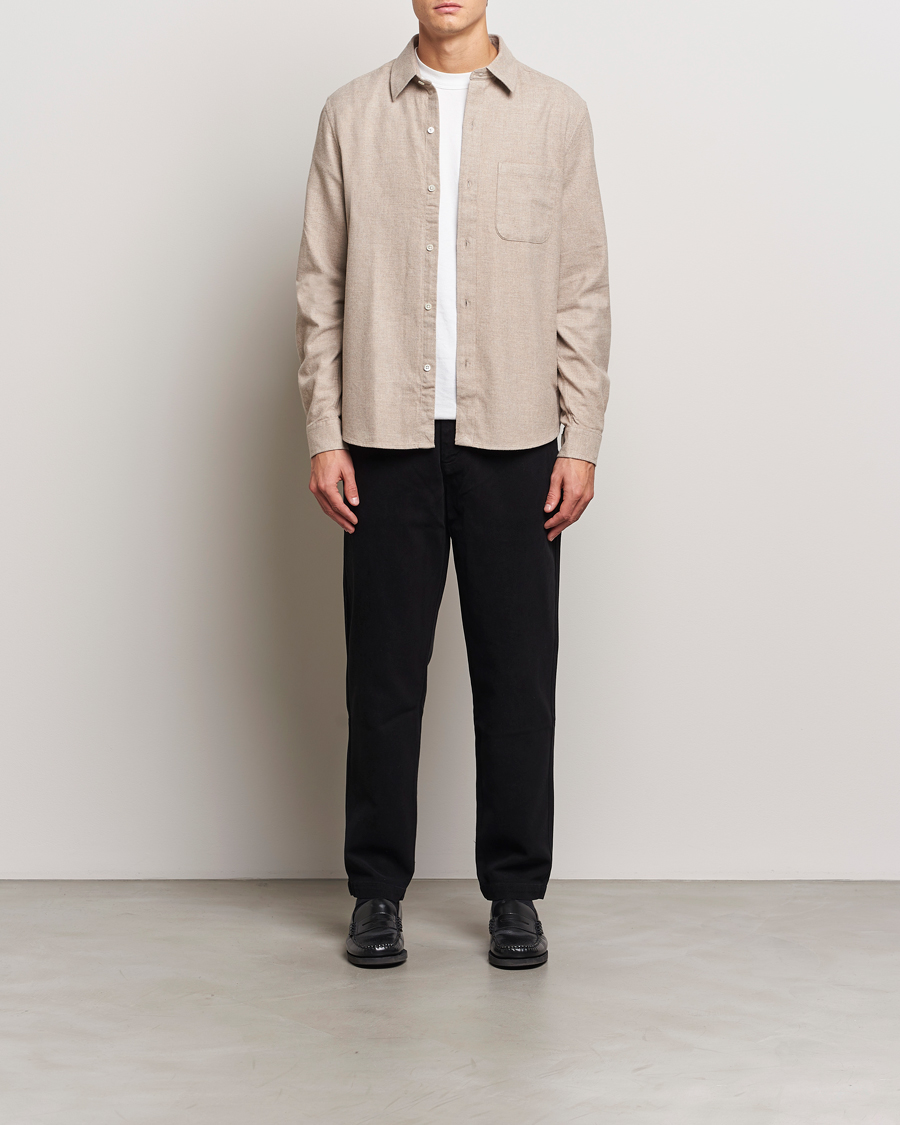 Hombres | Camisas | A Day's March | Newark Flannel Shirt Sand Melange