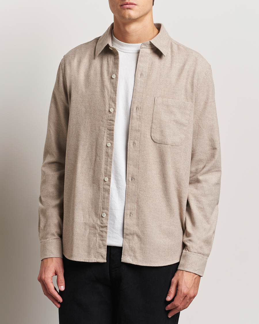 Hombres | Camisas | A Day's March | Newark Flannel Shirt Sand Melange