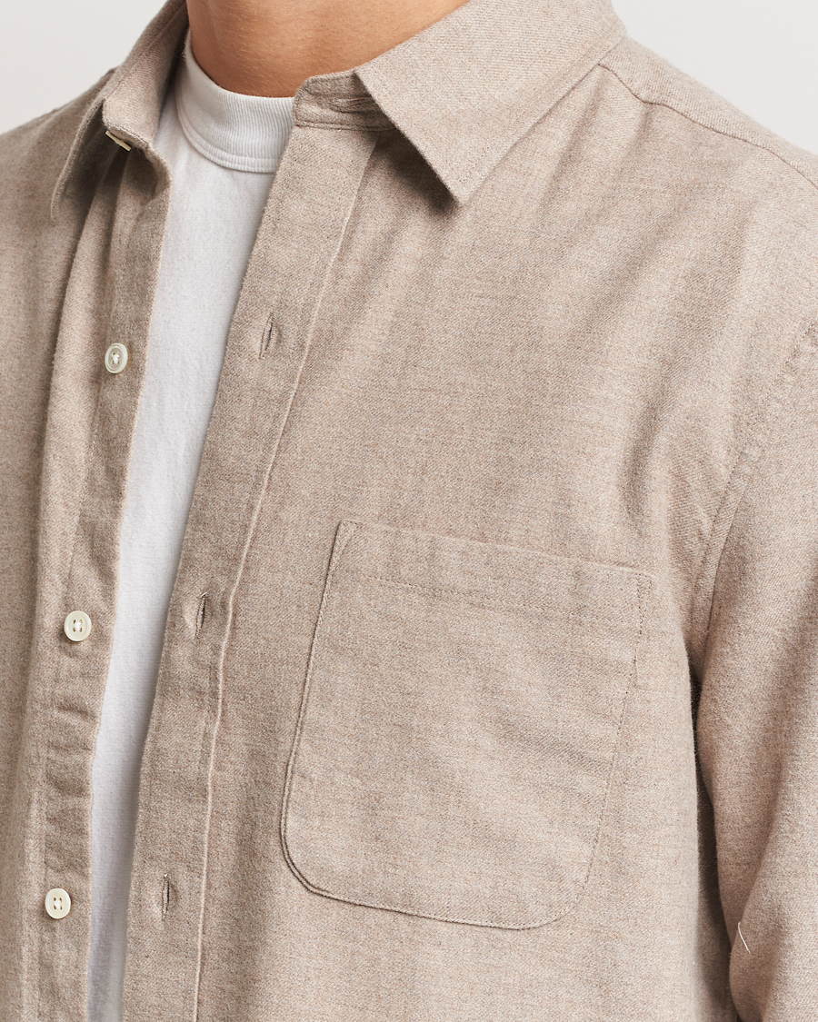 Hombres | Camisas | A Day's March | Newark Flannel Shirt Sand Melange