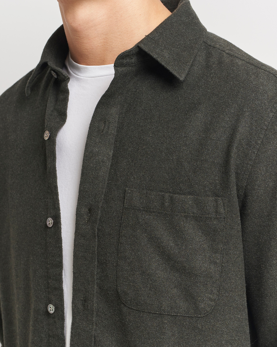 Hombres | Camisas | A Day's March | Newark Flannel Shirt Dark Green
