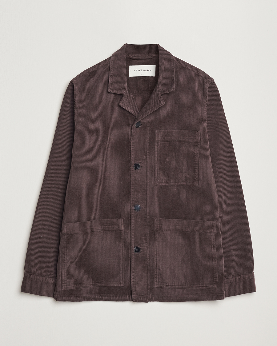 Hombres | Camisas | A Day's March | Banagher Corduroy Overshirt Chocolate