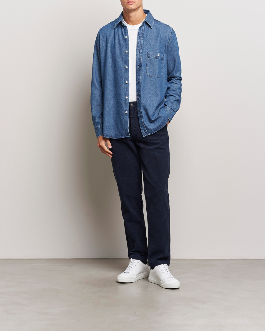 Hombres | Pantalones | A Day's March | Miller Corduroy Trousers Navy